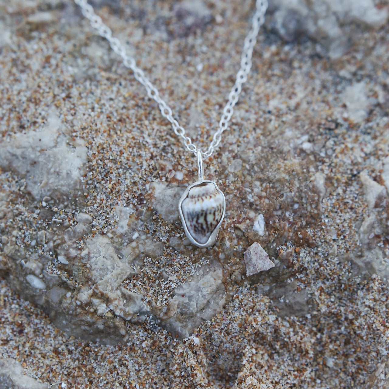 Shell Necklace, Eco silver jewellery, shell jewellery, recycled silver