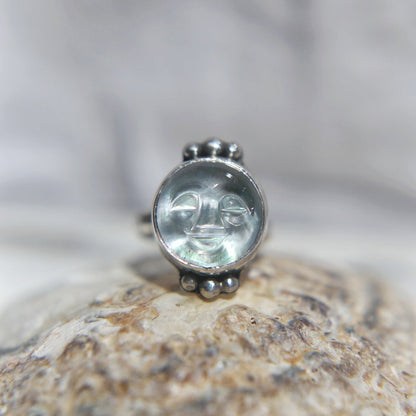 Moonstone Moon Face Ring