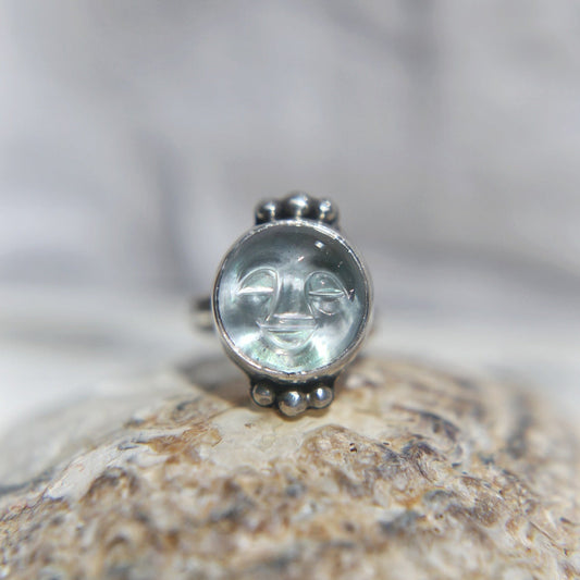 Moonstone Moon Face Ring