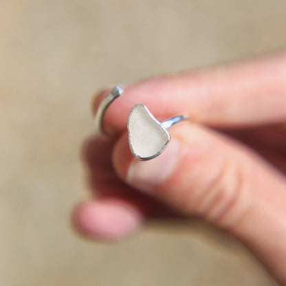 White Sea Glass Adjustable Ring