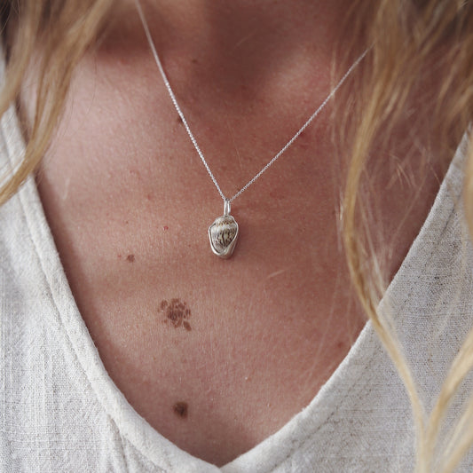 Shell Necklace, Eco silver jewellery, shell jewellery, recycled silver